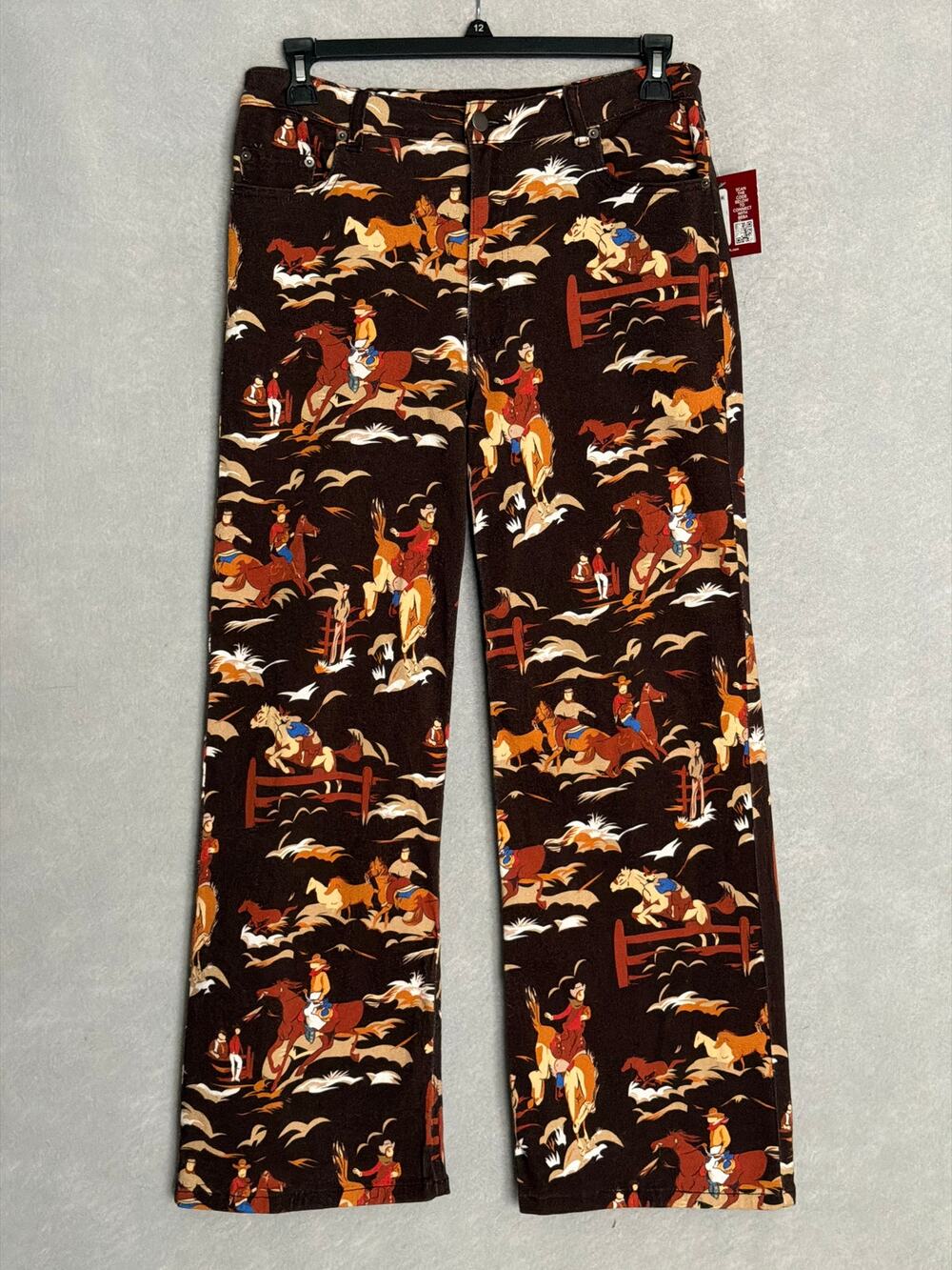 Reba Rodeo Cowboy Pants Western Print Denim Twill Women's Size 8 NEW